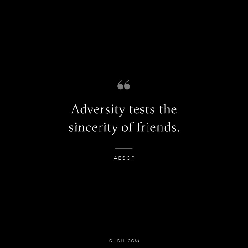Adversity tests the sincerity of friends. ― Aesop