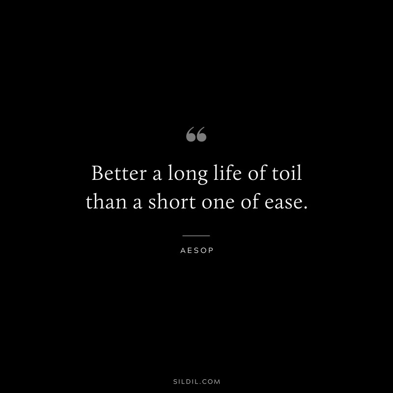 Better a long life of toil than a short one of ease. ― Aesop