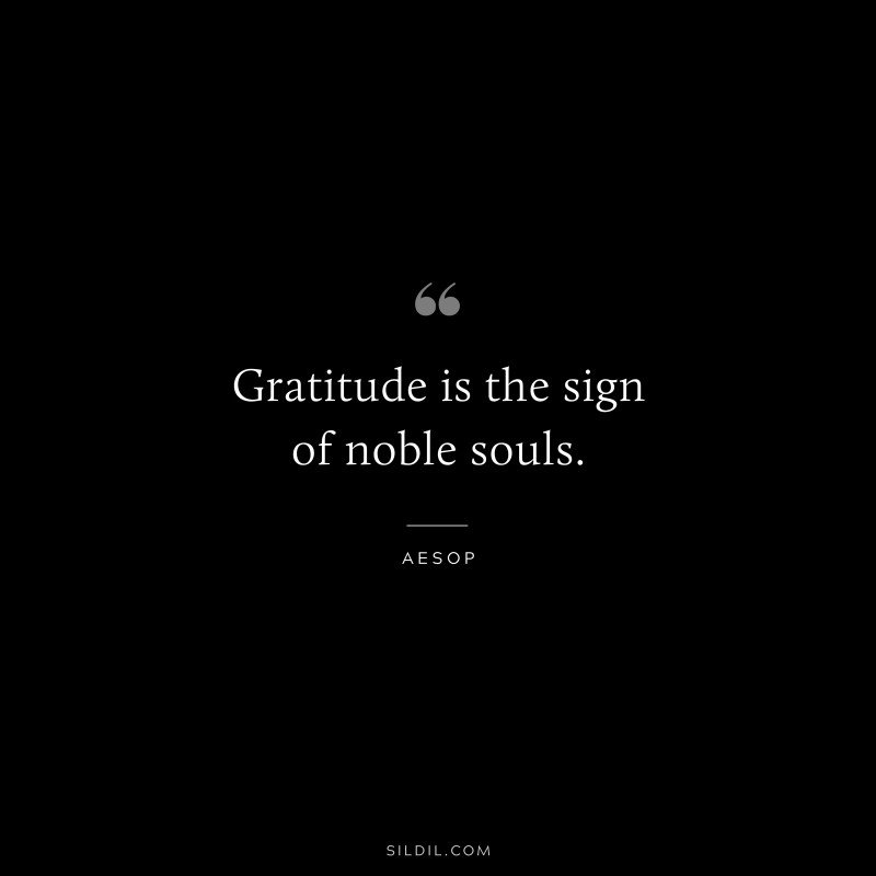 Gratitude is the sign of noble souls. ― Aesop
