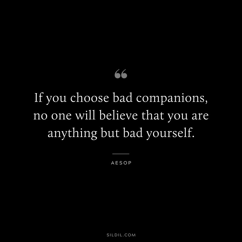 If you choose bad companions, no one will believe that you are anything but bad yourself. ― Aesop