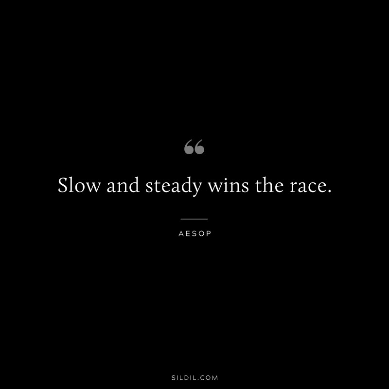 Slow and steady wins the race. ― Aesop