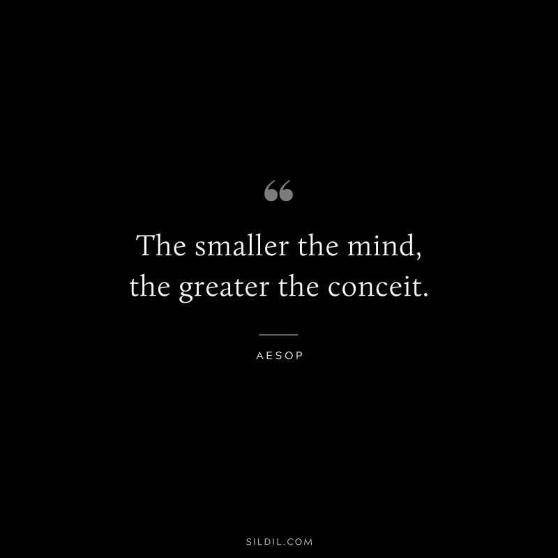 The smaller the mind, the greater the conceit. ― Aesop