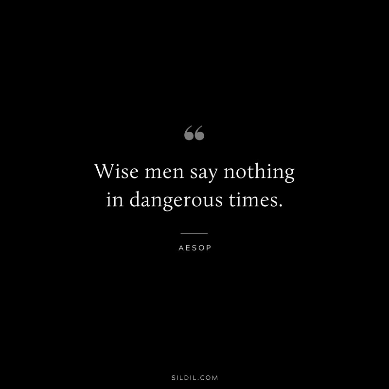 Wise men say nothing in dangerous times. ― Aesop