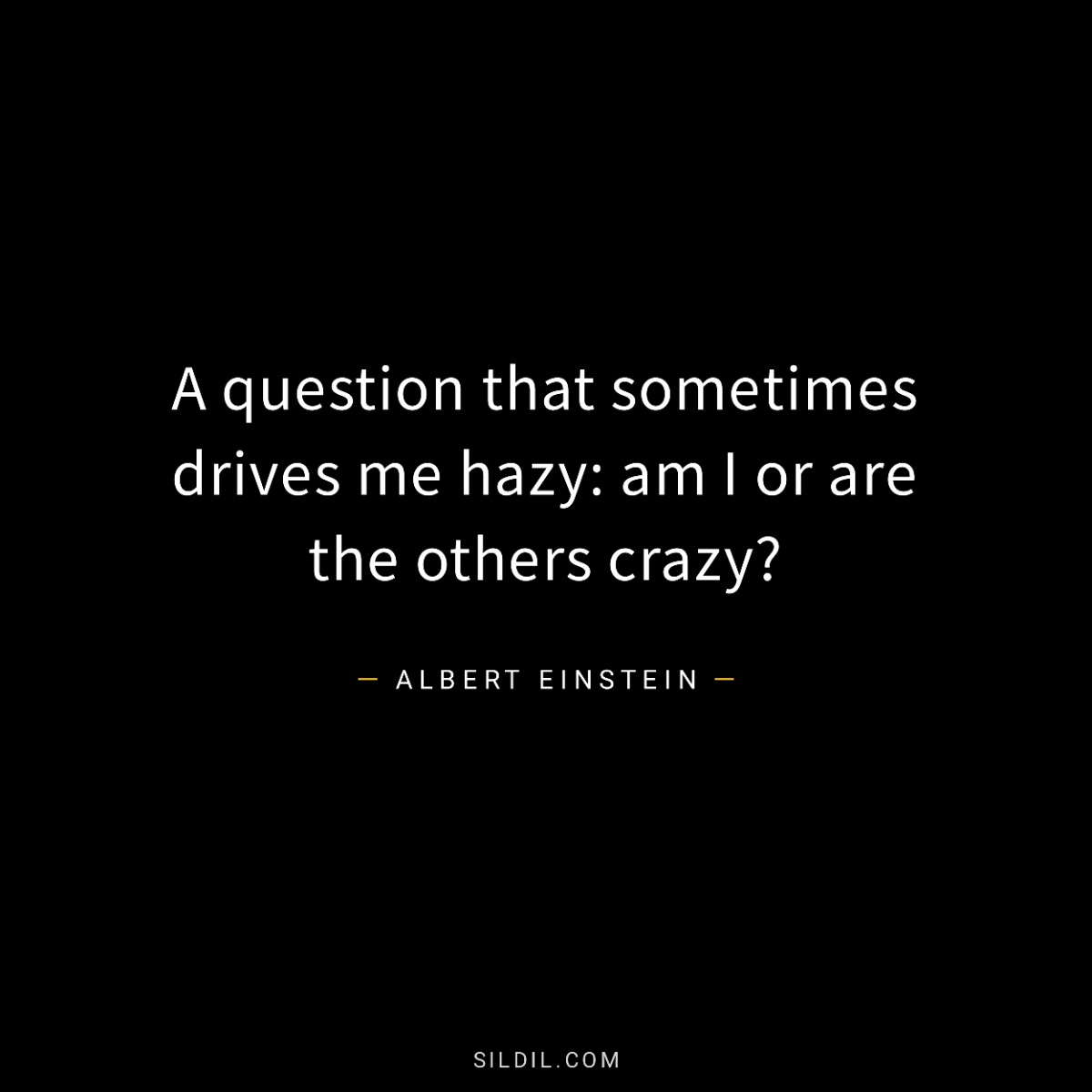 A question that sometimes drives me hazy: am I or are the others crazy?