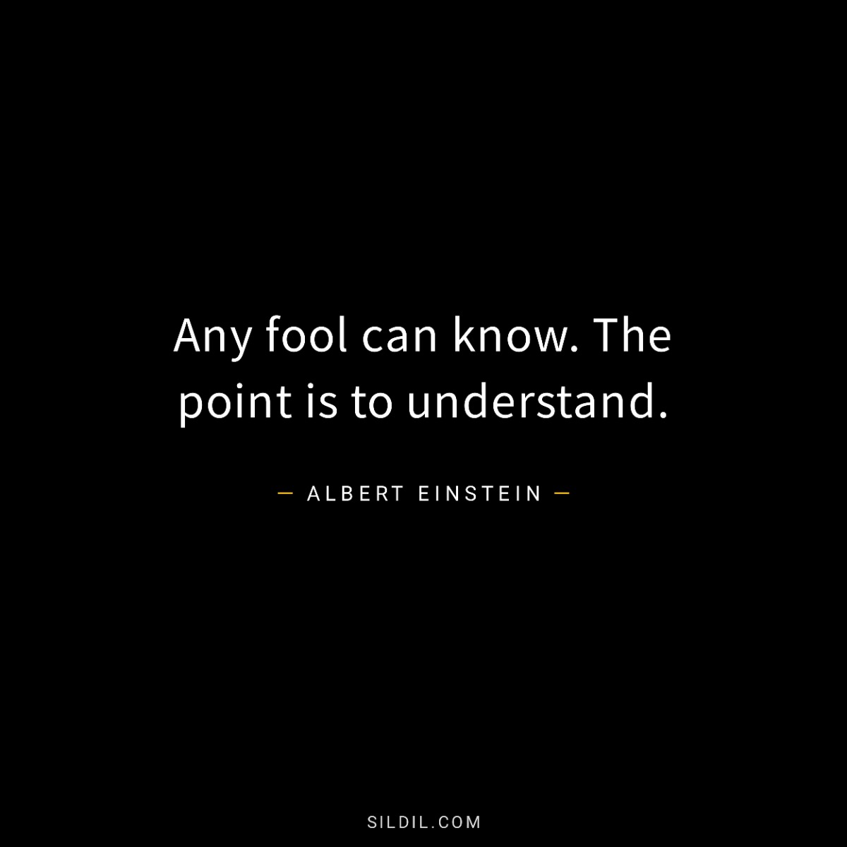 Any fool can know. The point is to understand.