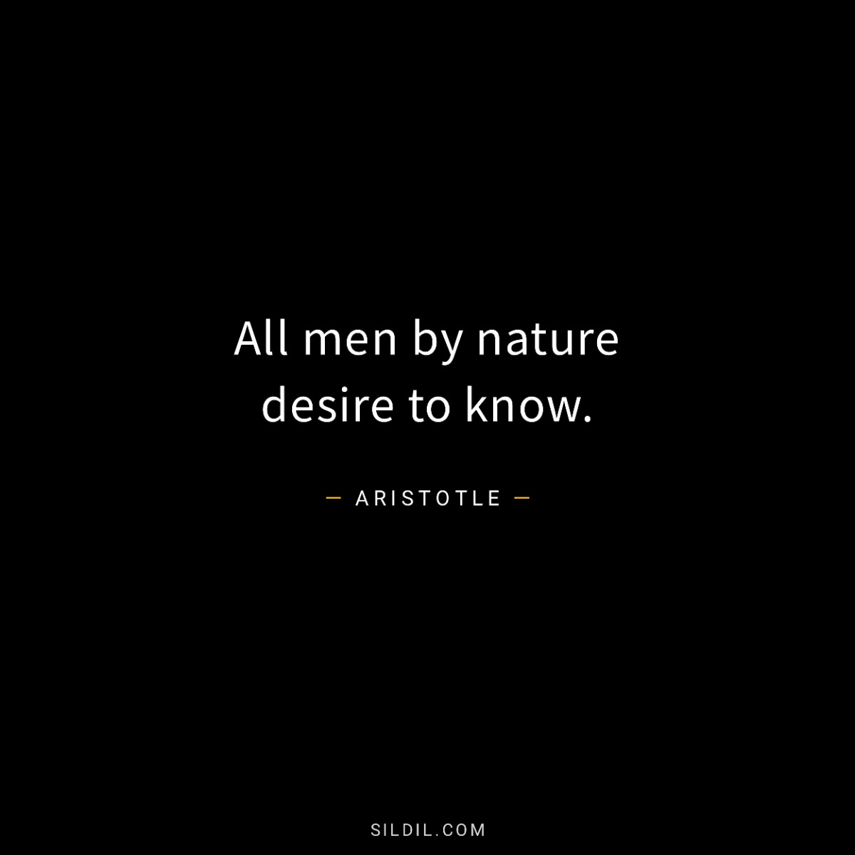 All men by nature desire to know.