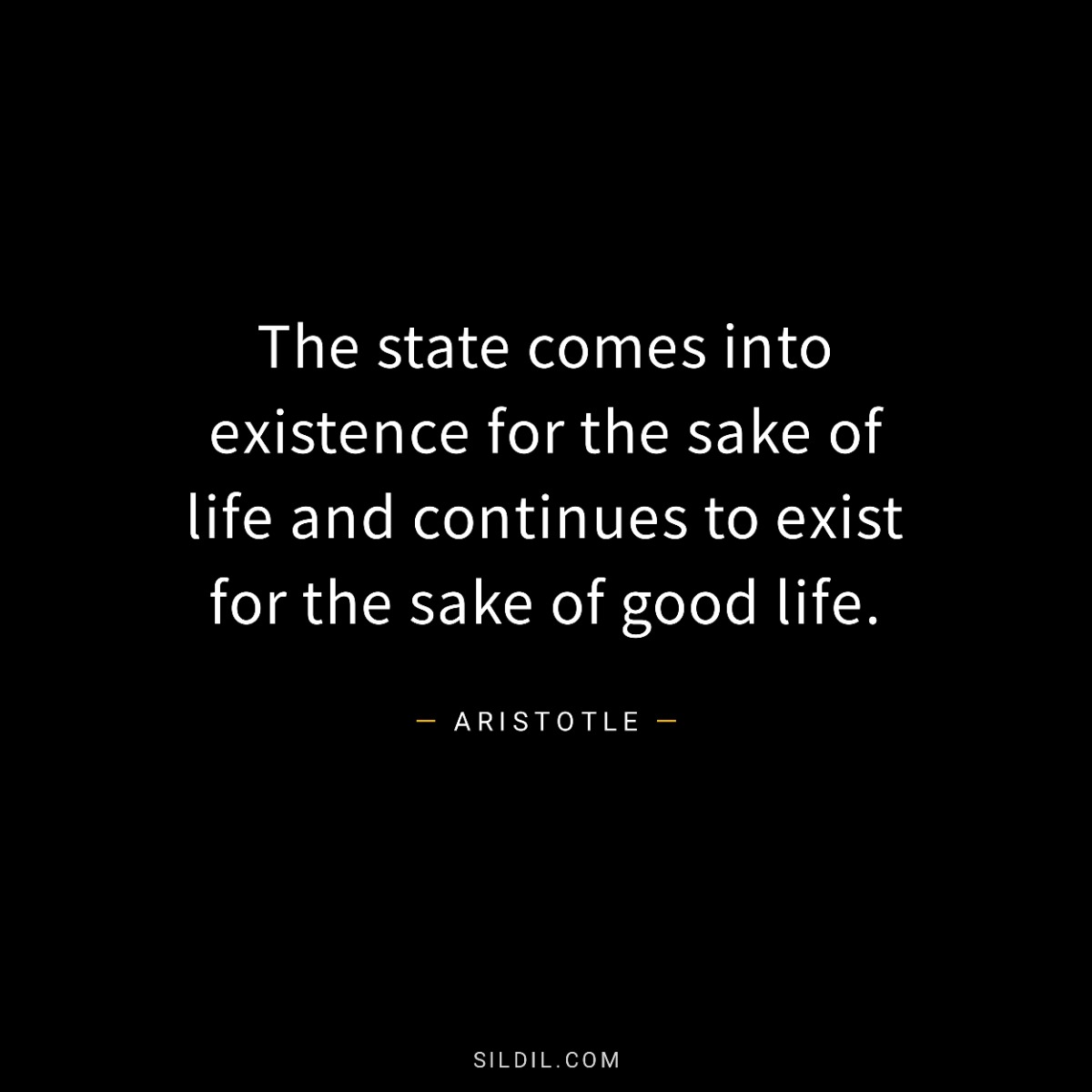 The state comes into existence for the sake of life and continues to exist for the sake of good life.
