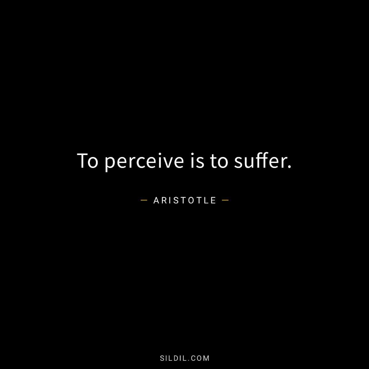 To perceive is to suffer.