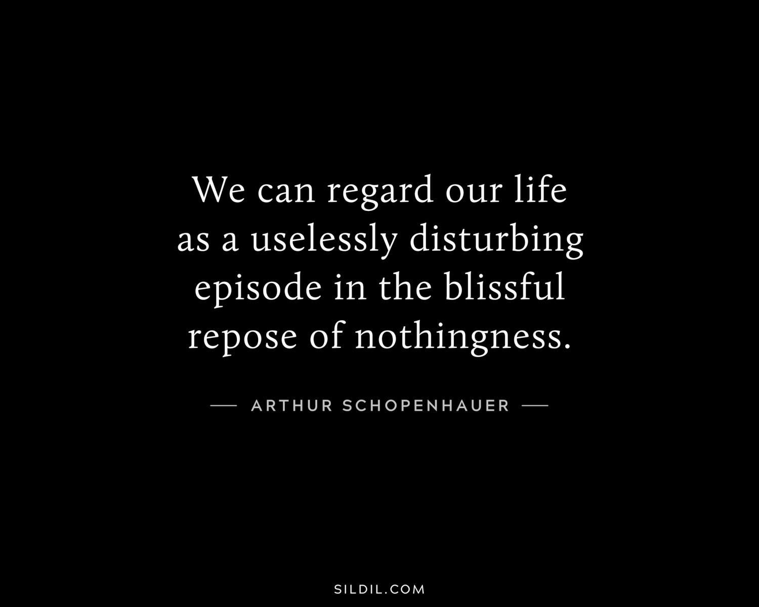 We can regard our life as a uselessly disturbing episode in the blissful repose of nothingness.