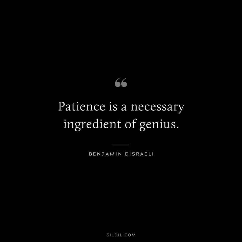 Patience is a necessary ingredient of genius. ― Benjamin Disraeli