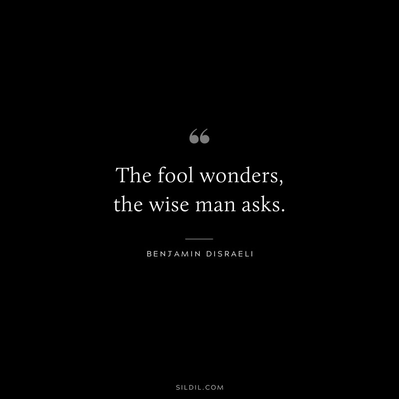 The fool wonders, the wise man asks. ― Benjamin Disraeli