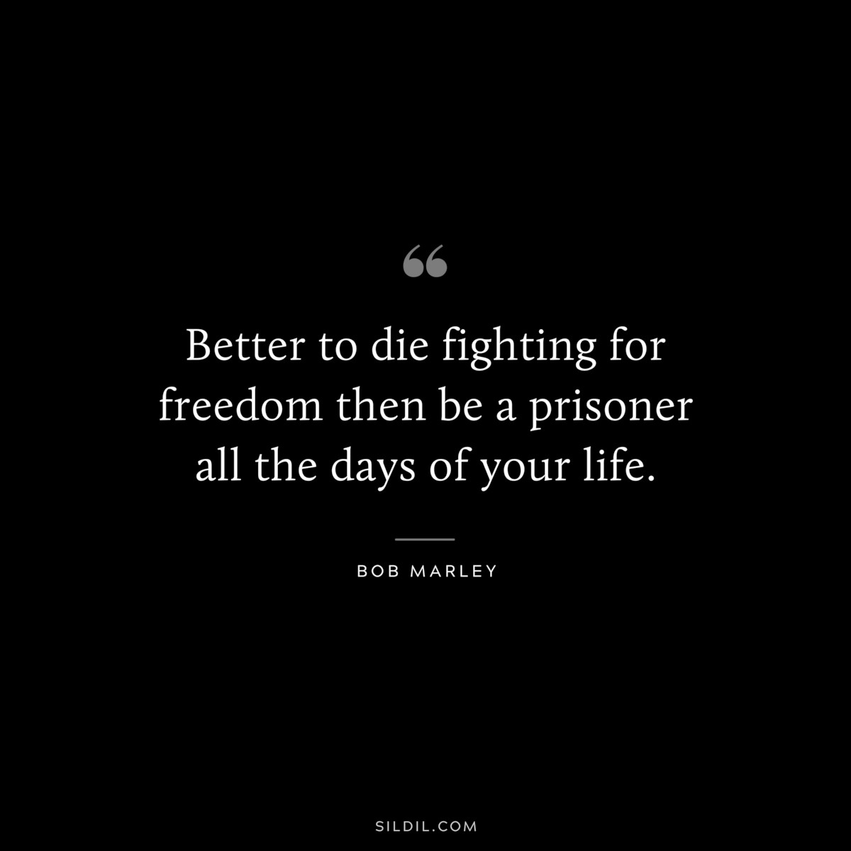 Better to die fighting for freedom then be a prisoner all the days of your life. ― Bob Marley
