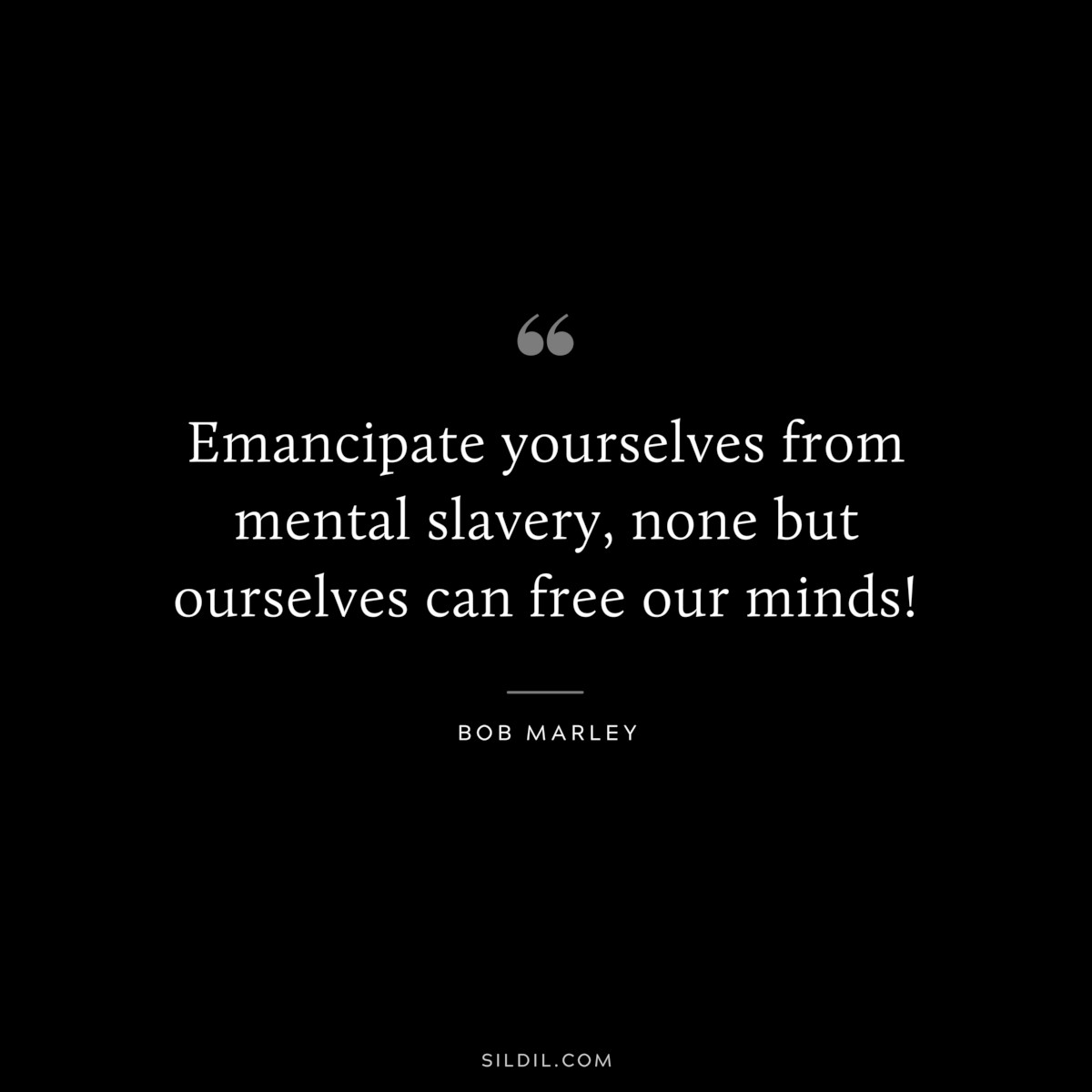 Emancipate yourselves from mental slavery, none but ourselves can free our minds! ― Bob Marley