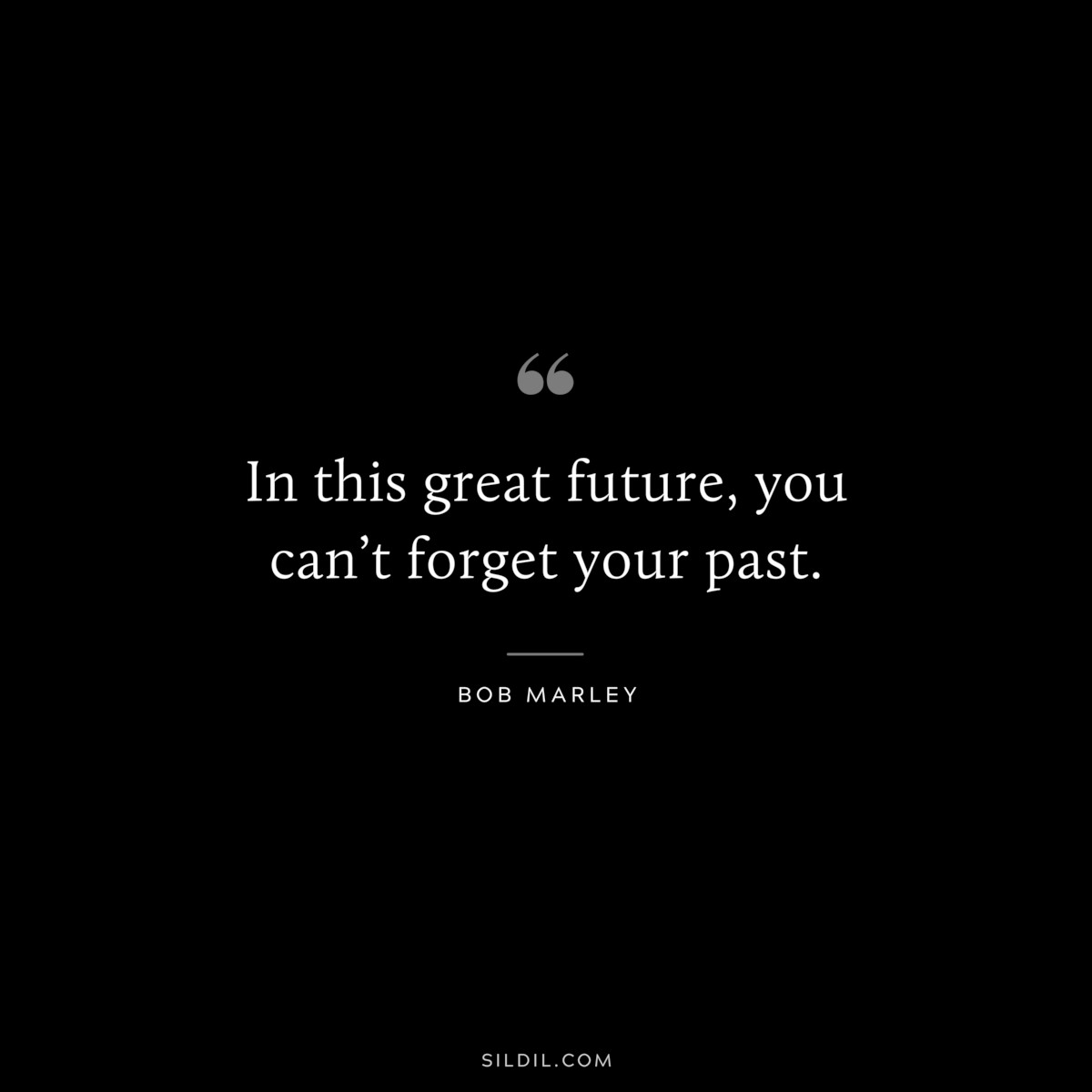 In this great future, you can’t forget your past. ― Bob Marley
