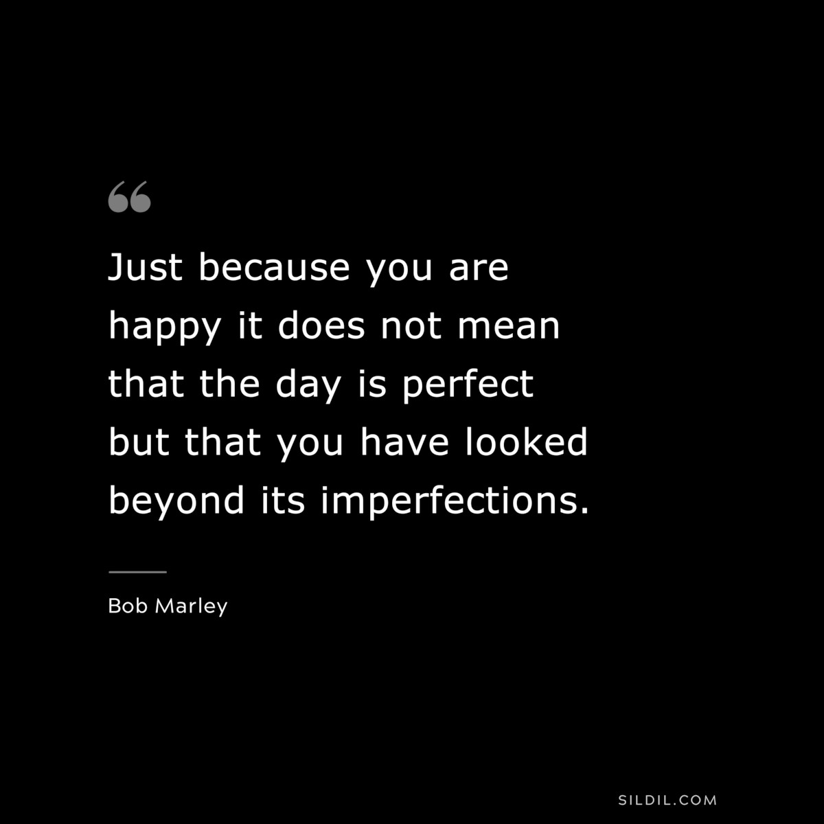 Just because you are happy it does not mean that the day is perfect but that you have looked beyond its imperfections. ― Bob Marley