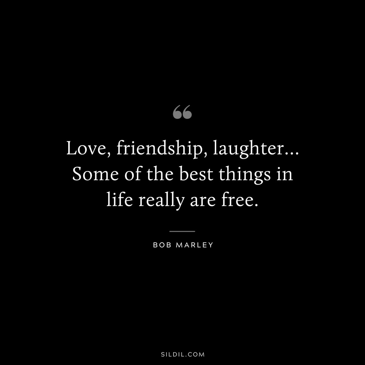 Love, friendship, laughter… Some of the best things in life really are free. ― Bob Marley