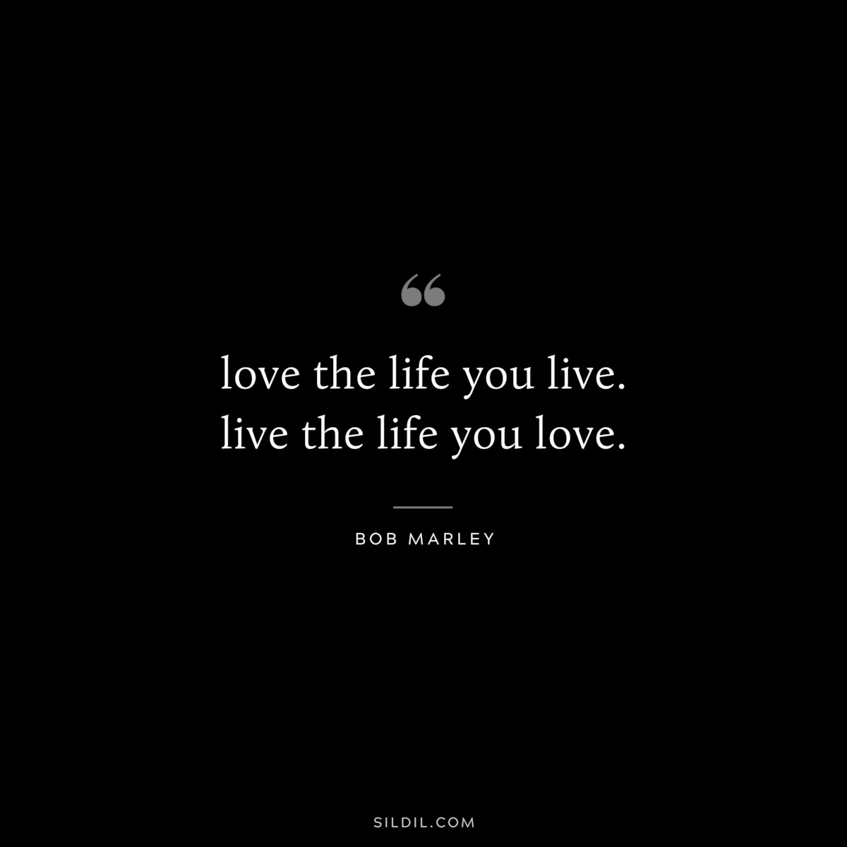 love the life you live. live the life you love. ― Bob Marley