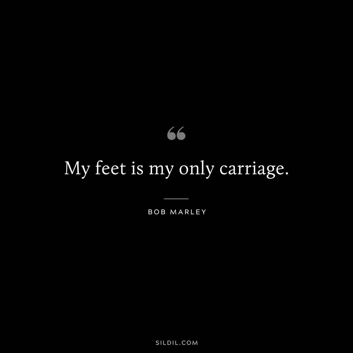 My feet is my only carriage. ― Bob Marley