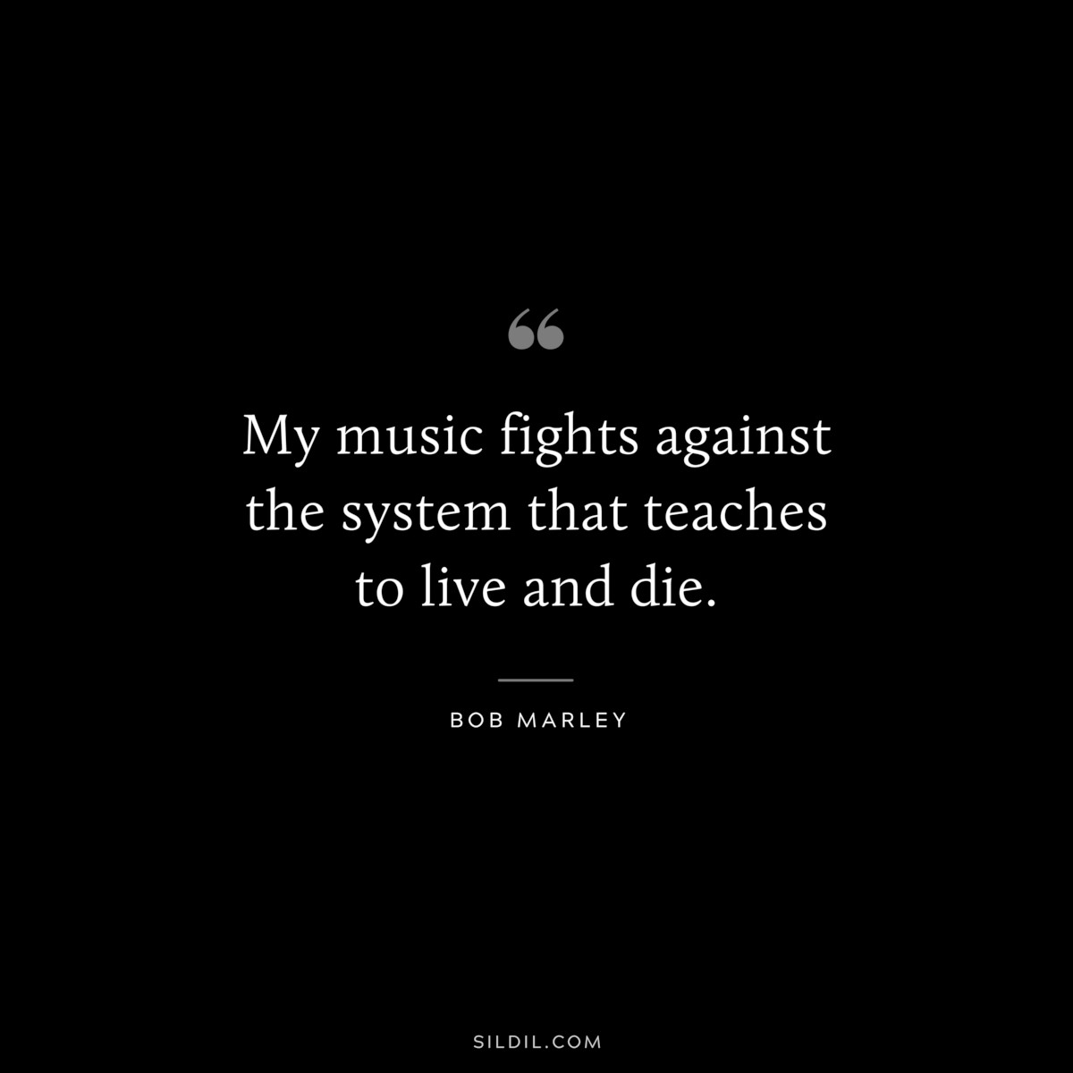 My music fights against the system that teaches to live and die. ― Bob Marley