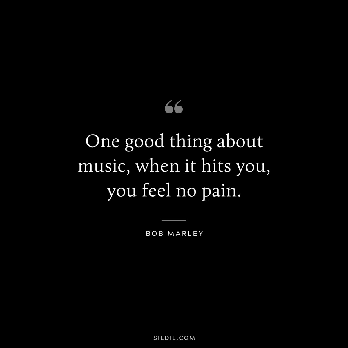 One good thing about music, when it hits you, you feel no pain. ― Bob Marley