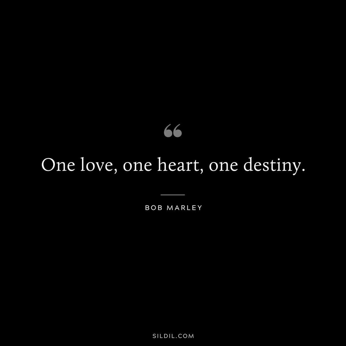 One love, one heart, one destiny. ― Bob Marley
