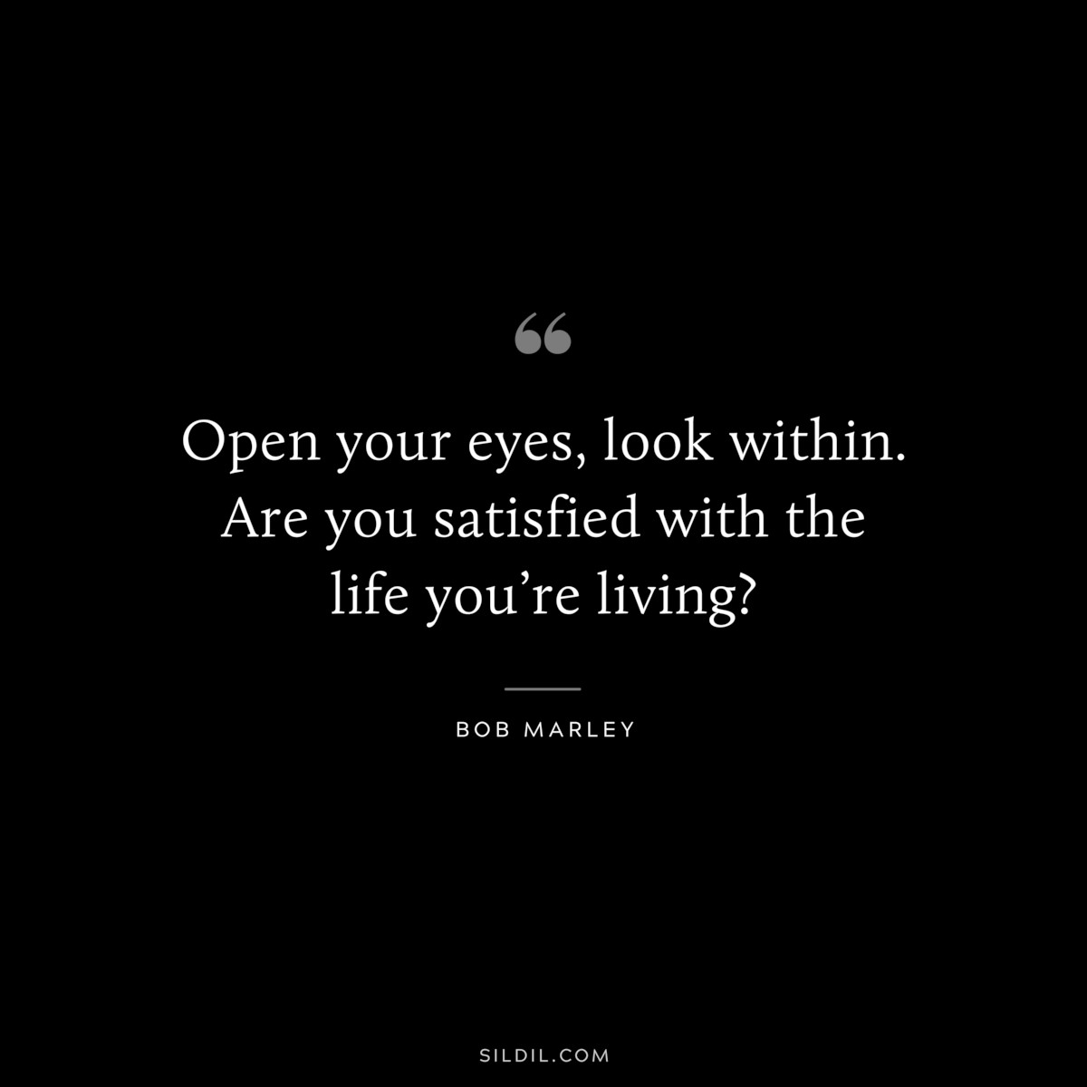 Open your eyes, look within. Are you satisfied with the life you’re living? ― Bob Marley