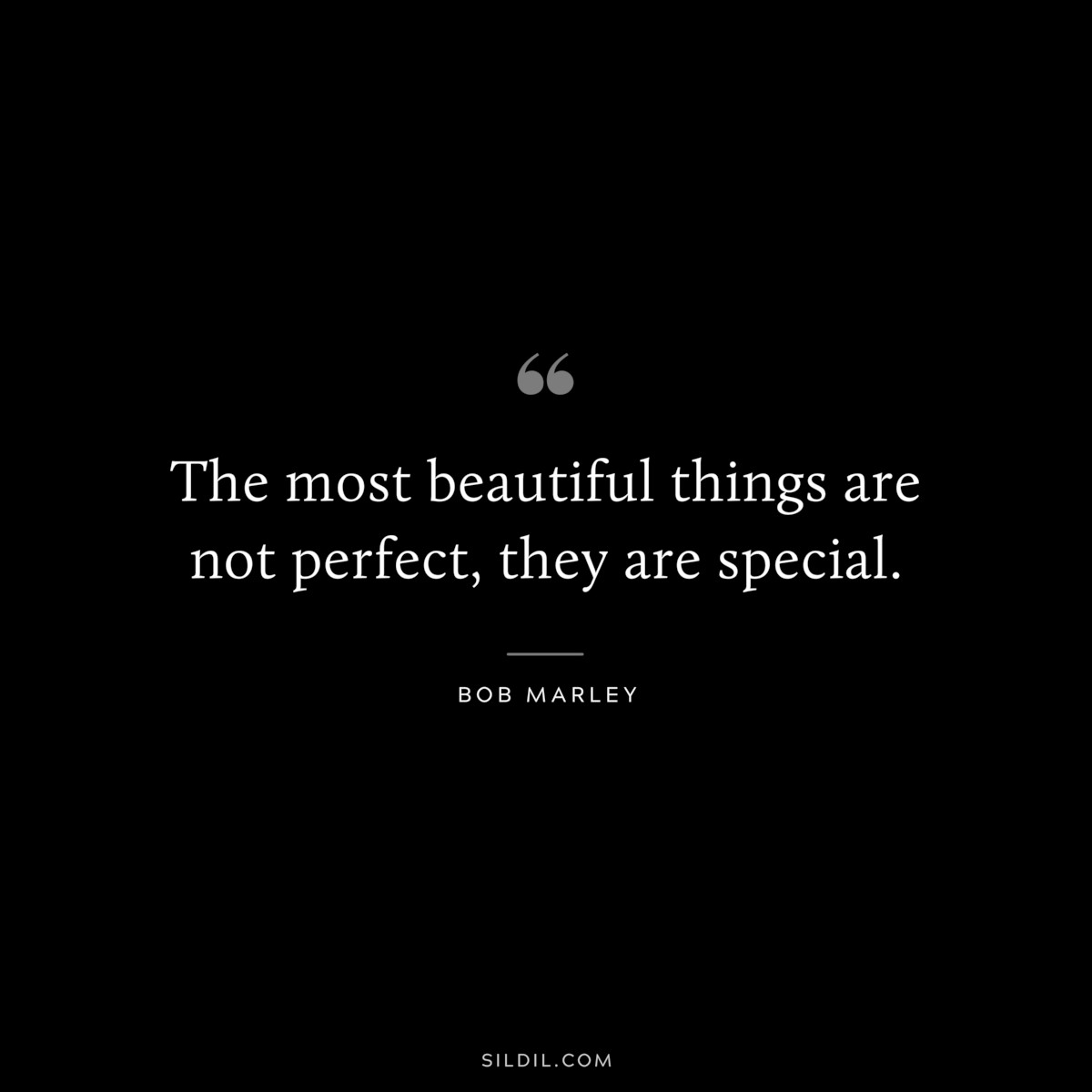 The most beautiful things are not perfect, they are special. ― Bob Marley