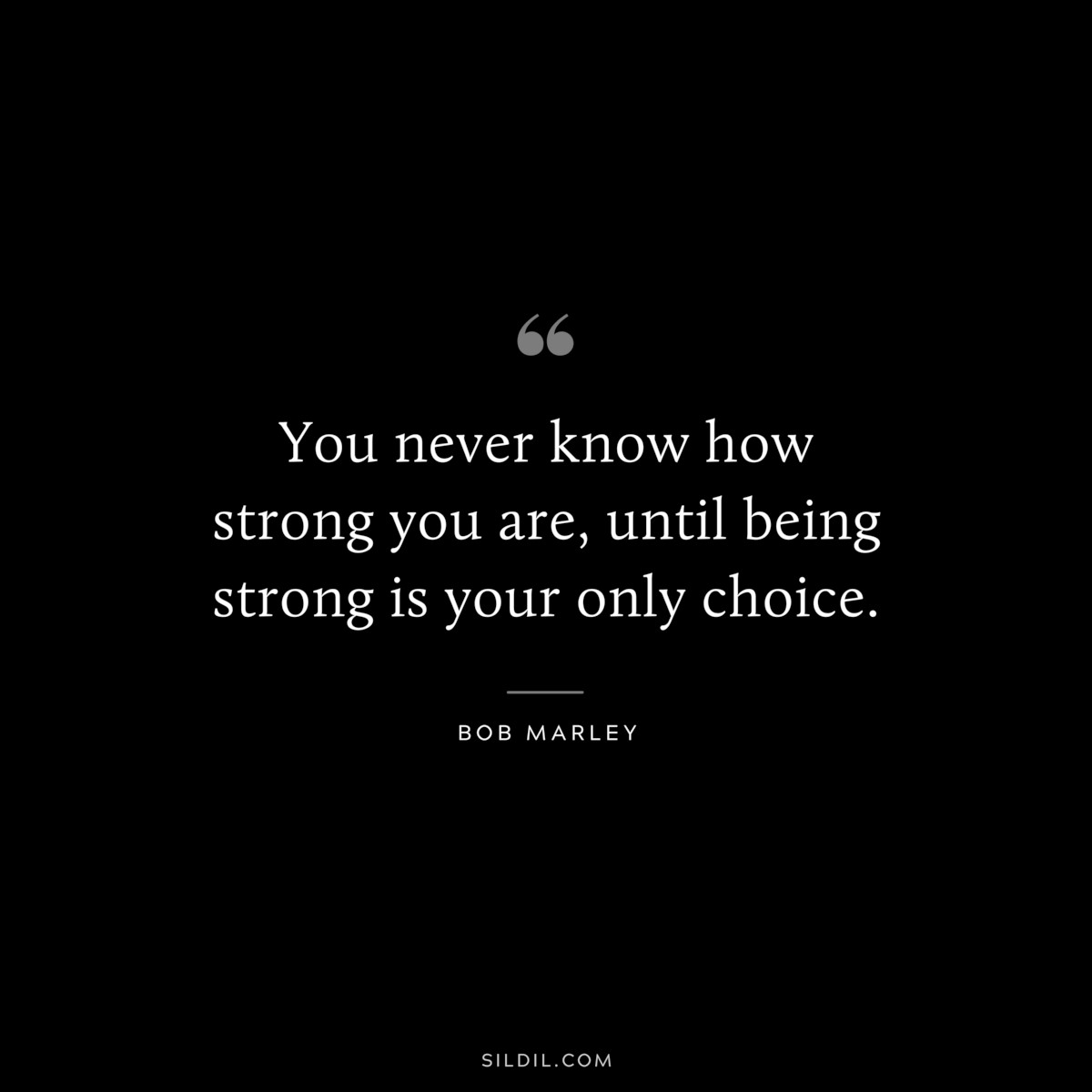 You never know how strong you are, until being strong is your only choice. ― Bob Marley