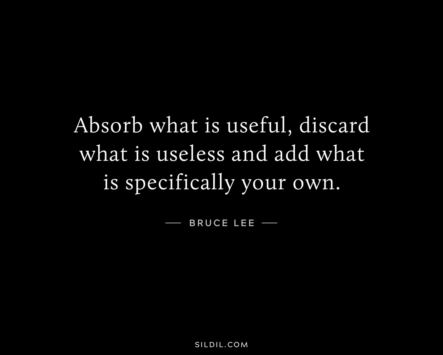 Absorb what is useful, discard what is useless and add what is specifically your own.
