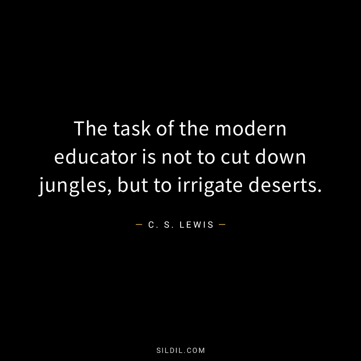 The task of the modern educator is not to cut down jungles, but to irrigate deserts.