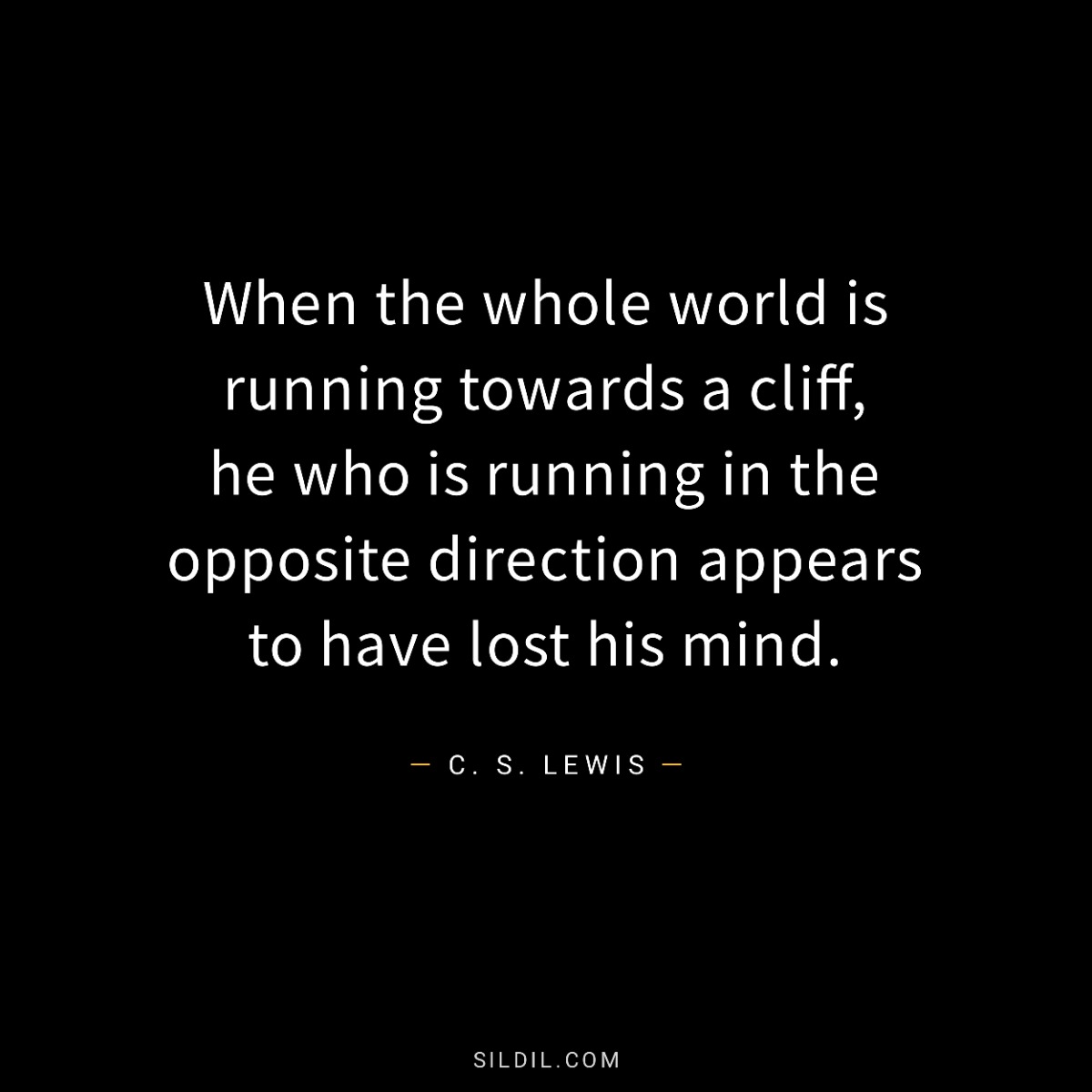 When the whole world is running towards a cliff, he who is running in the opposite direction appears to have lost his mind.