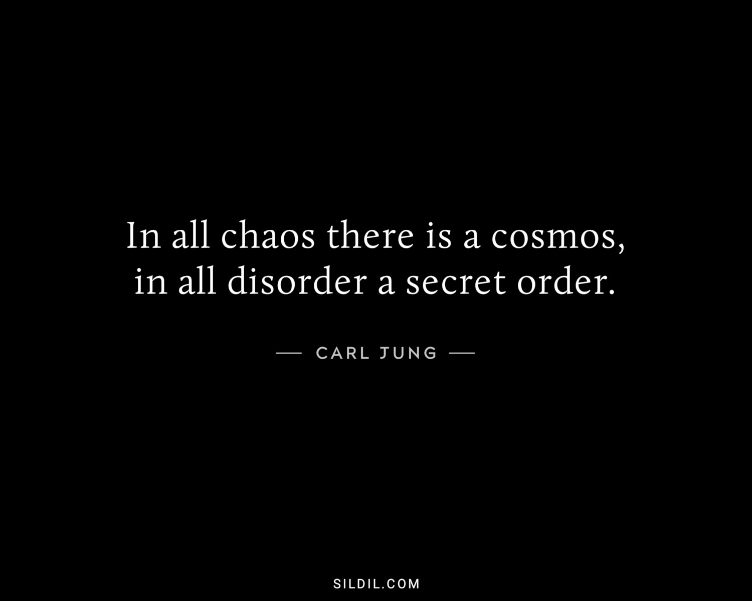 In all chaos there is a cosmos, in all disorder a secret order.
