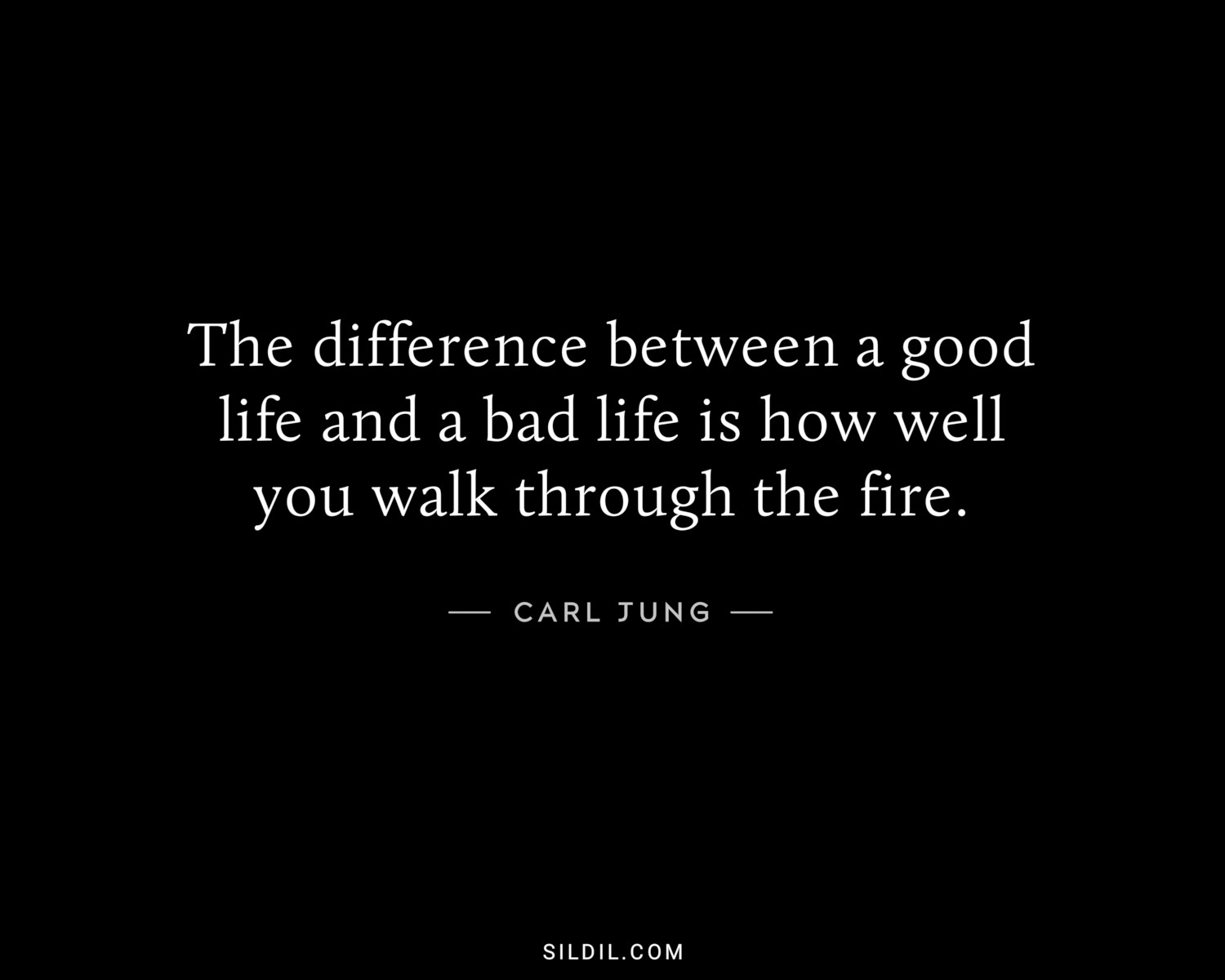 The difference between a good life and a bad life is how well you walk through the fire.