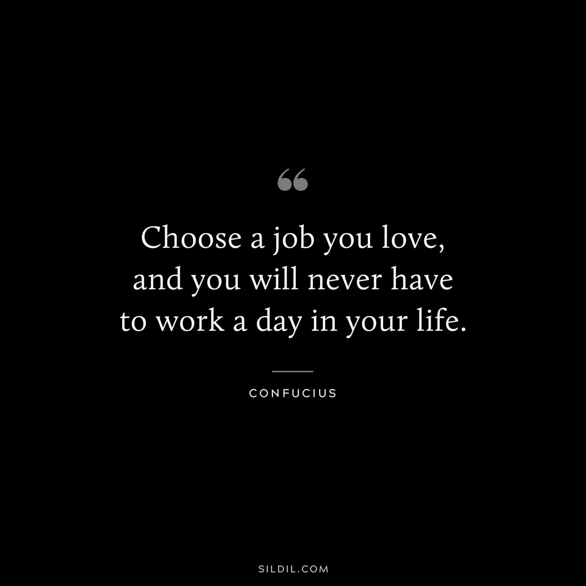 Choose a job you love, and you will never have to work a day in your life. ― Confucius