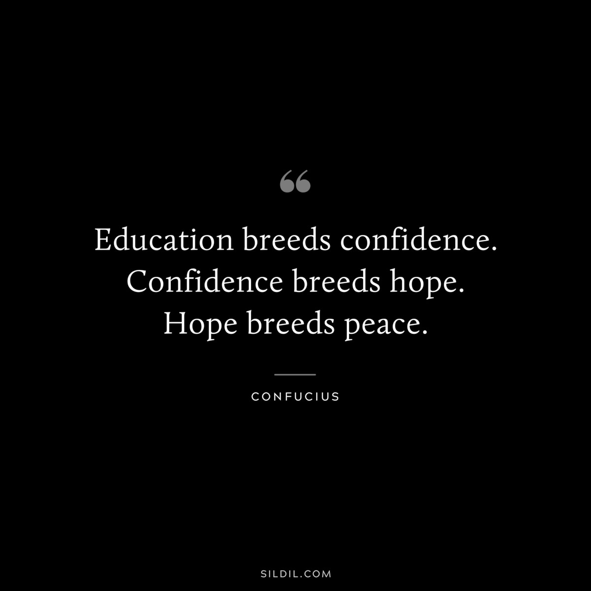 Education breeds confidence. Confidence breeds hope. Hope breeds peace. ― Confucius