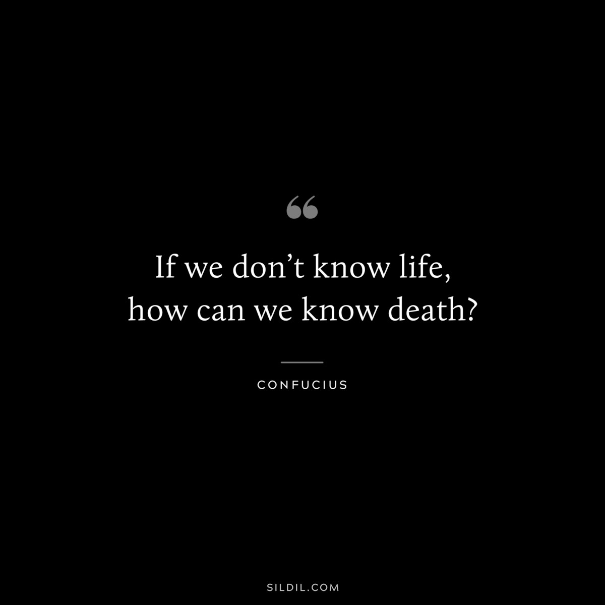 If we don’t know life, how can we know death? ― Confucius