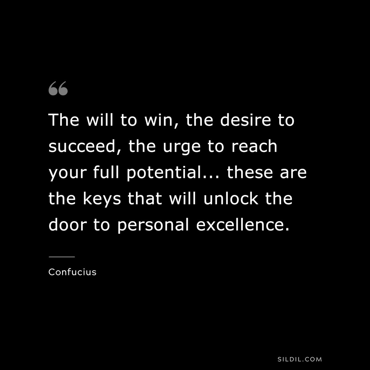 The will to win, the desire to succeed, the urge to reach your full potential... these are the keys that will unlock the door to personal excellence. ― Confucius