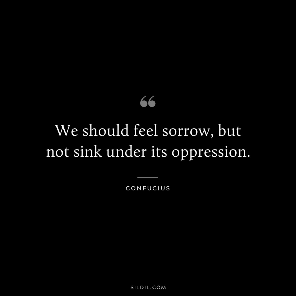 We should feel sorrow, but not sink under its oppression. ― Confucius