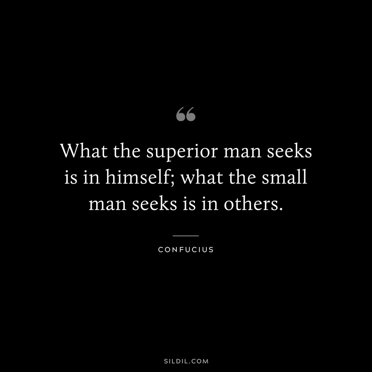 What the superior man seeks is in himself; what the small man seeks is in others. ― Confucius