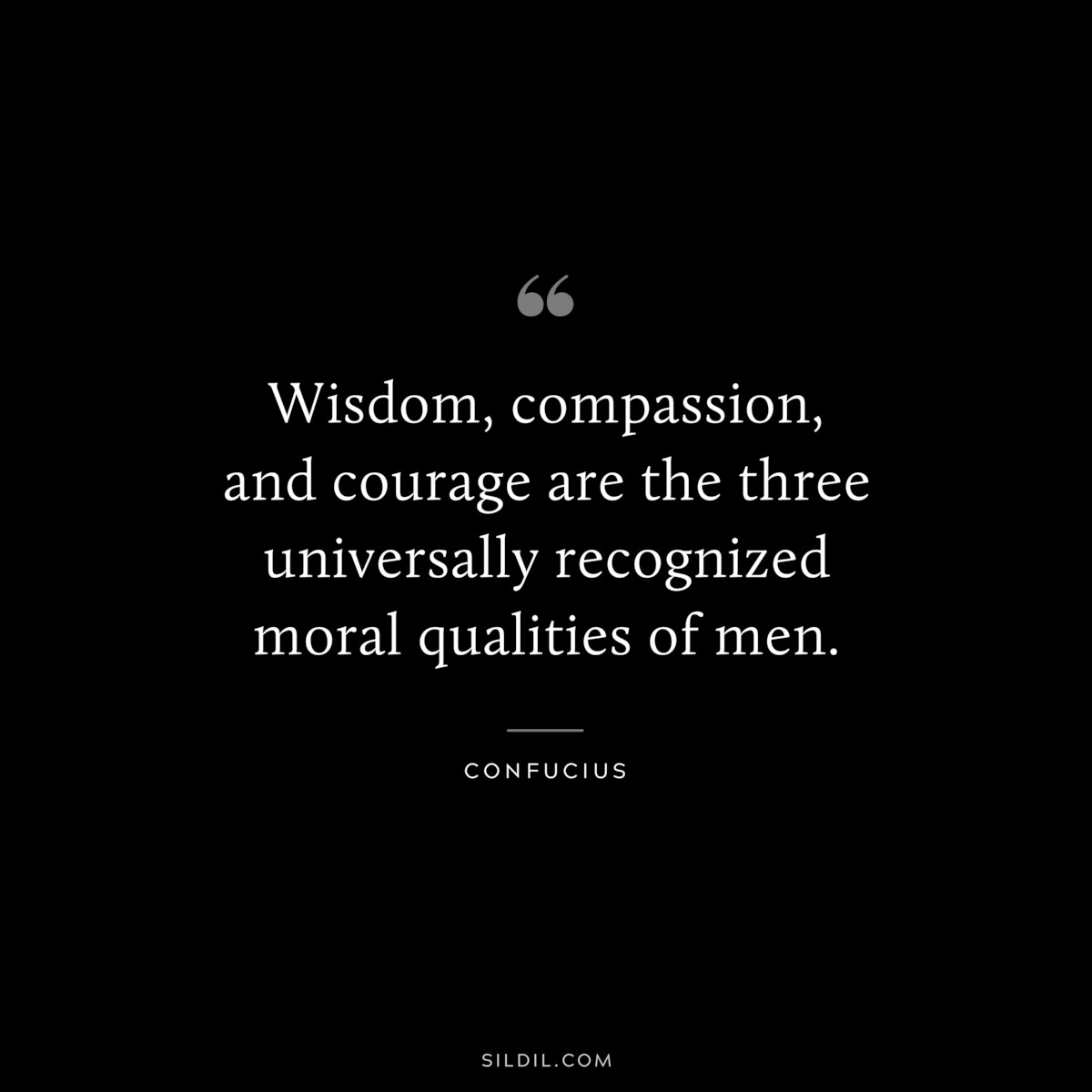 Wisdom, compassion, and courage are the three universally recognized moral qualities of men. ― Confucius