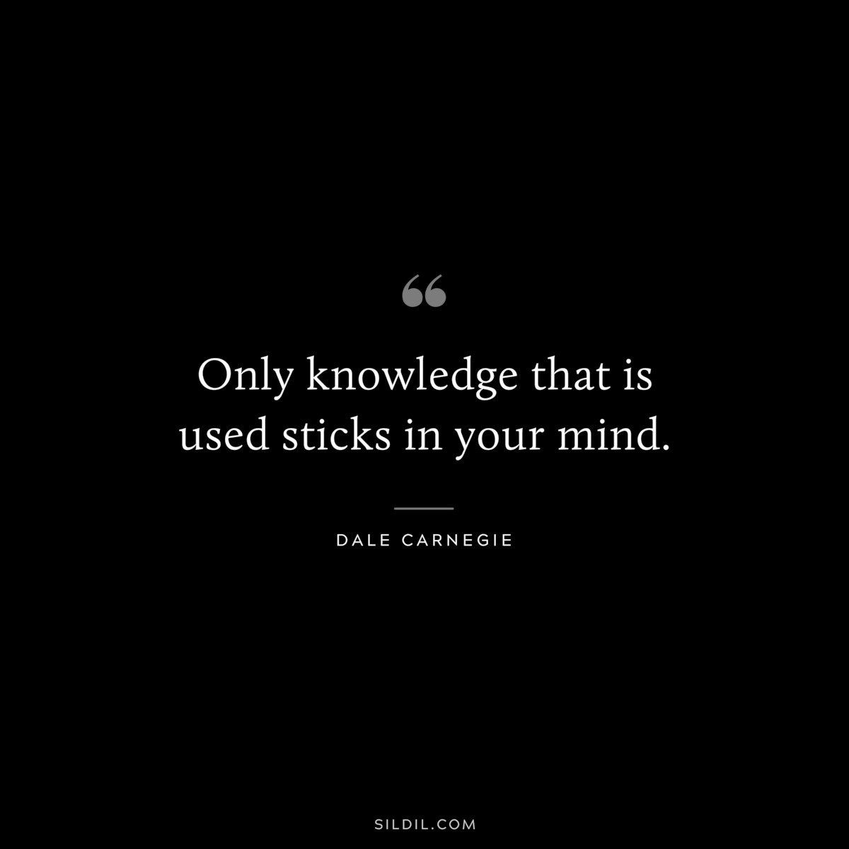 Only knowledge that is used sticks in your mind.― Dale Carnegie
