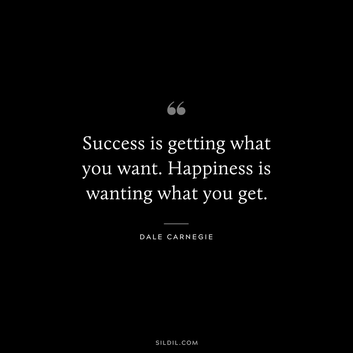 Success is getting what you want. Happiness is wanting what you get.― Dale Carnegie