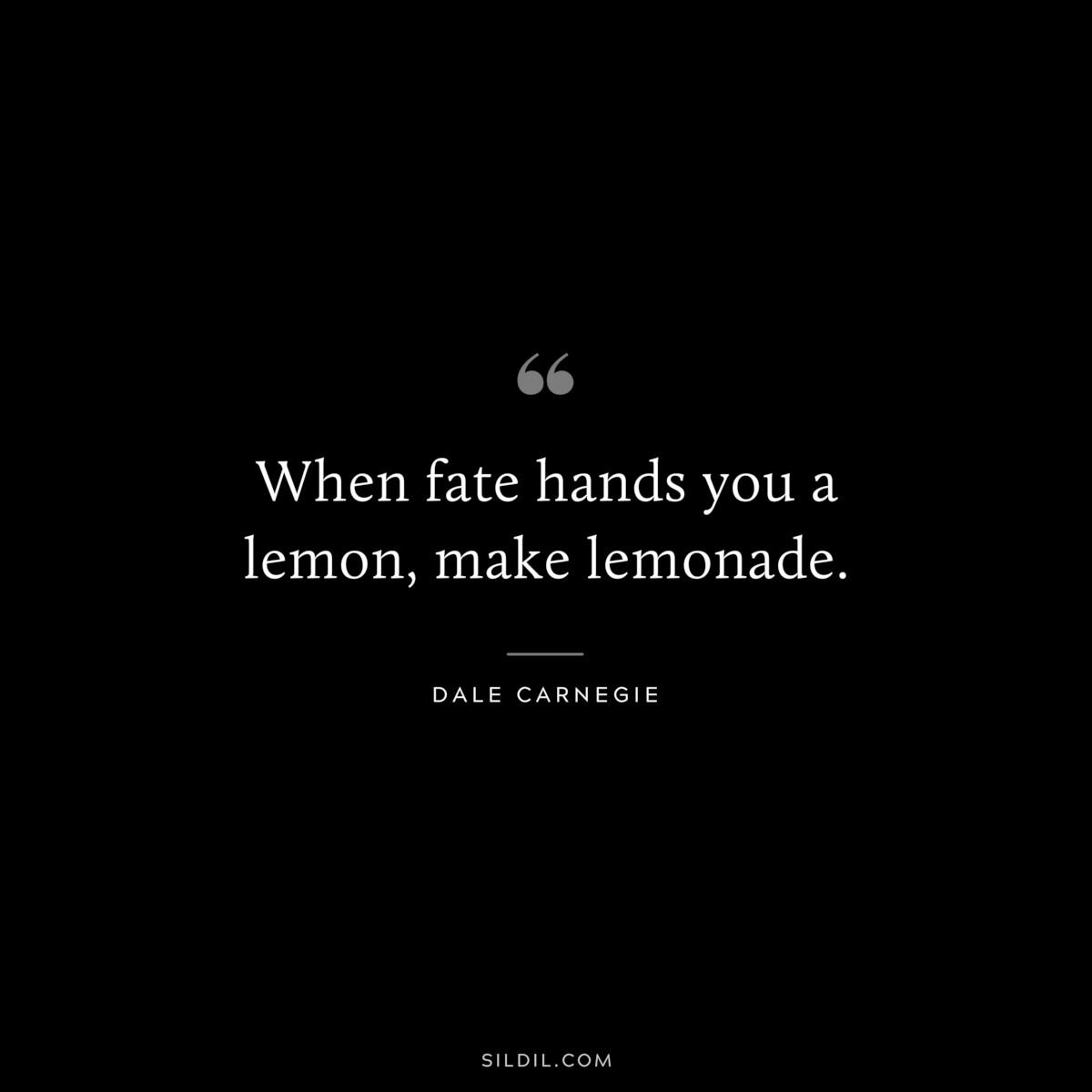 When fate hands you a lemon, make lemonade.― Dale Carnegie