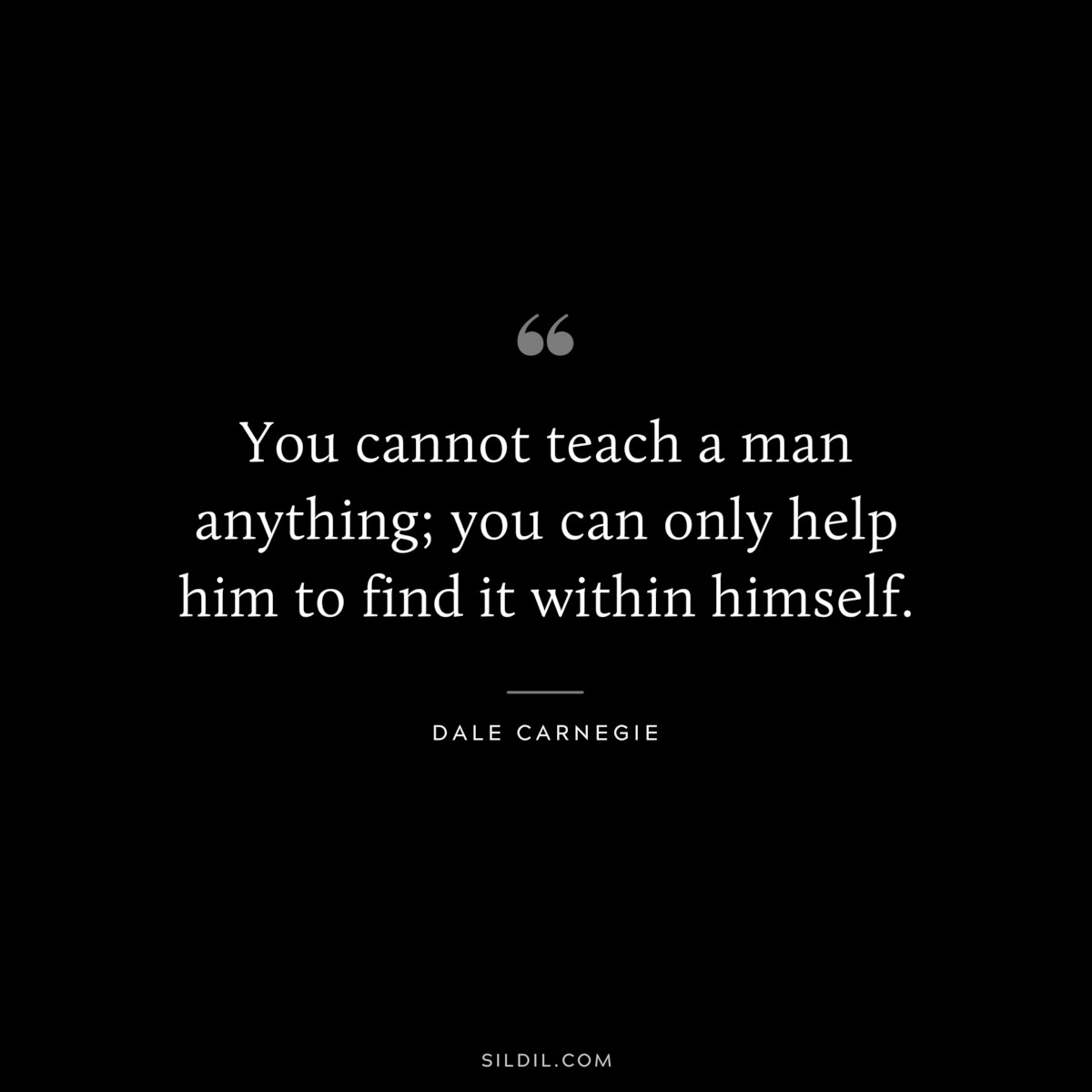 You cannot teach a man anything; you can only help him to find it within himself.― Dale Carnegie