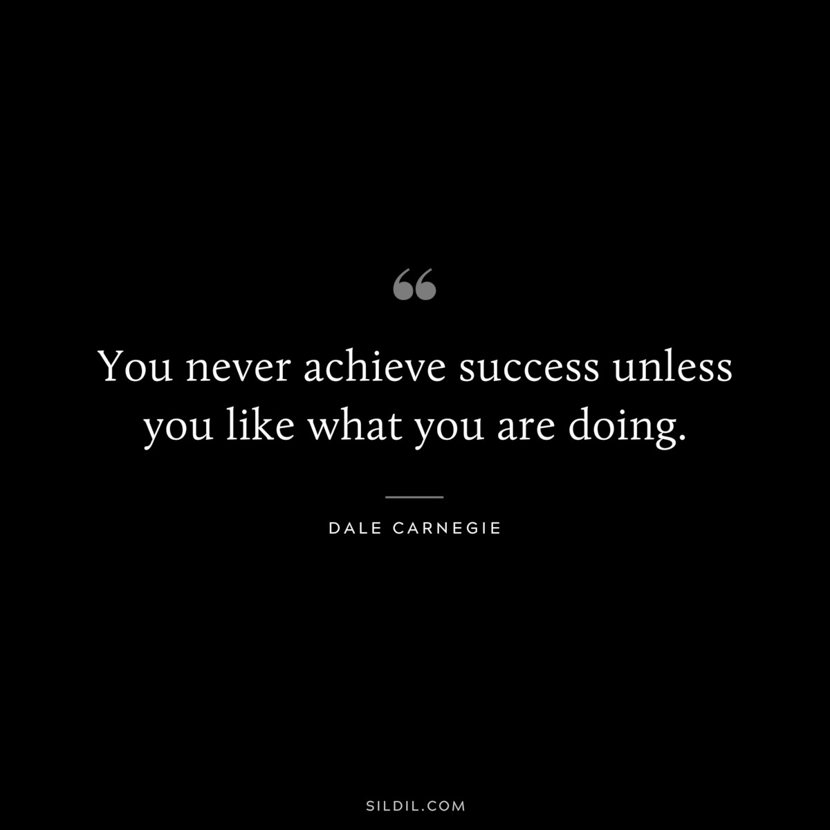 You never achieve success unless you like what you are doing.― Dale Carnegie