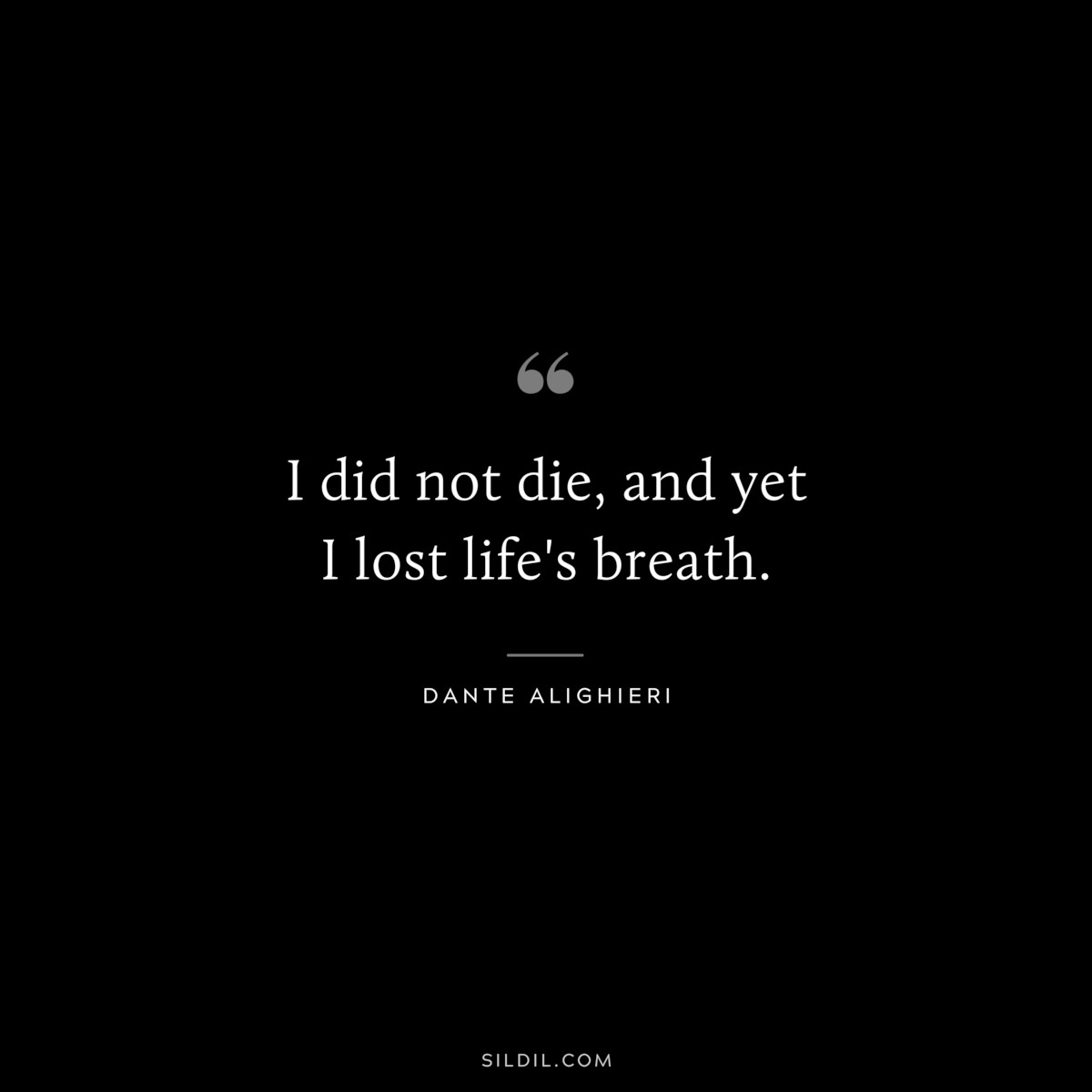 I did not die, and yet I lost life's breath. ― Dante Alighieri