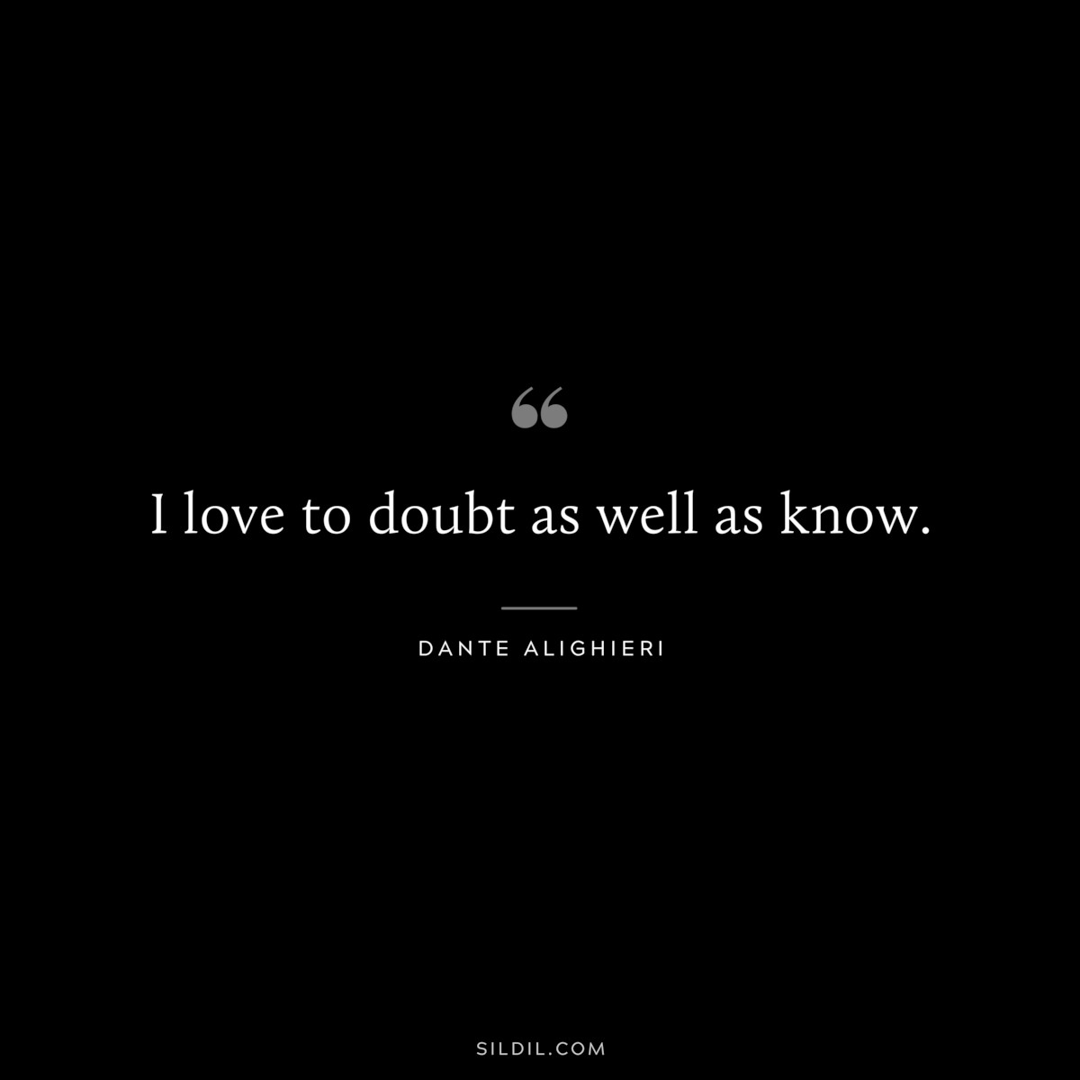 I love to doubt as well as know. ― Dante Alighieri