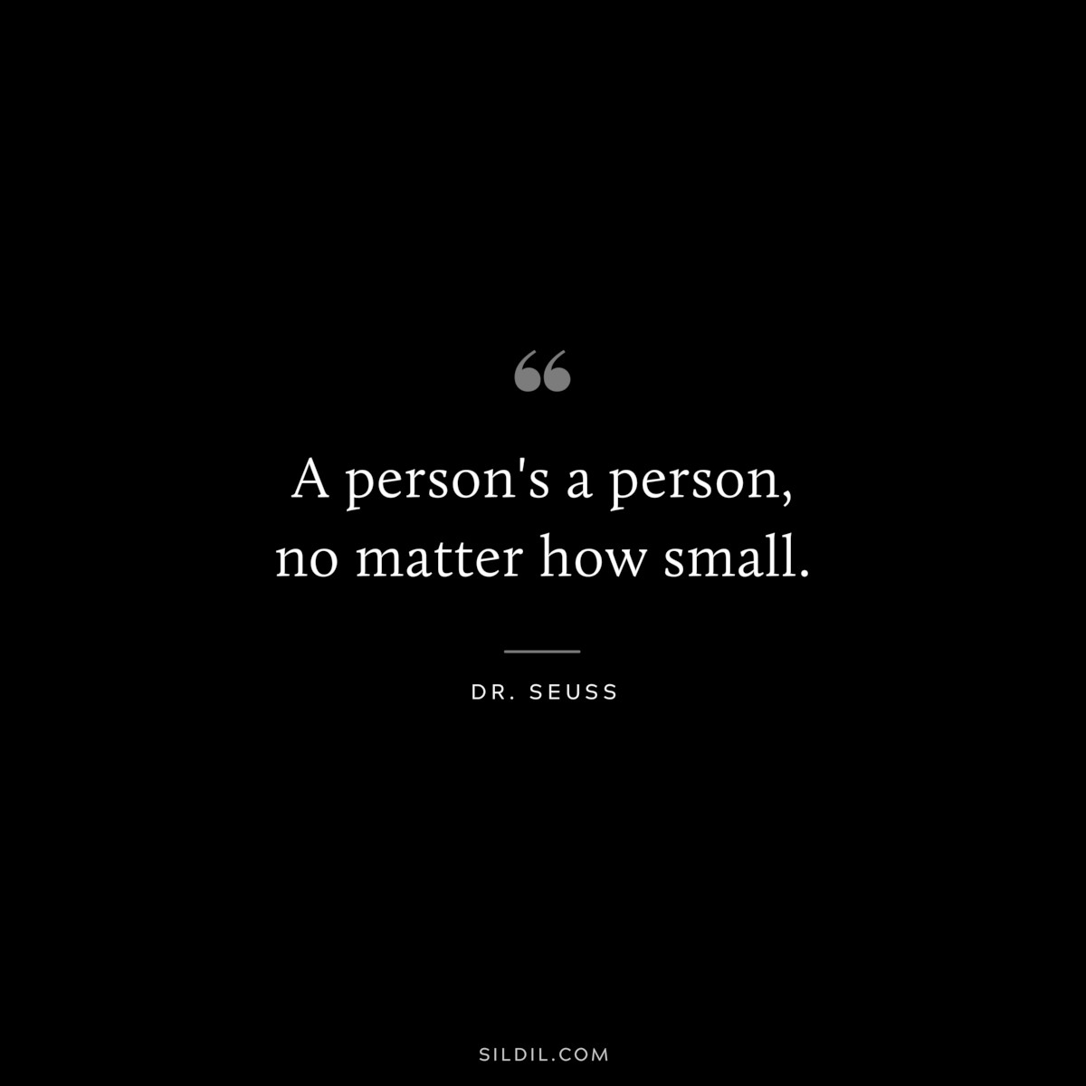 A person's a person, no matter how small. ― Dr. Seuss