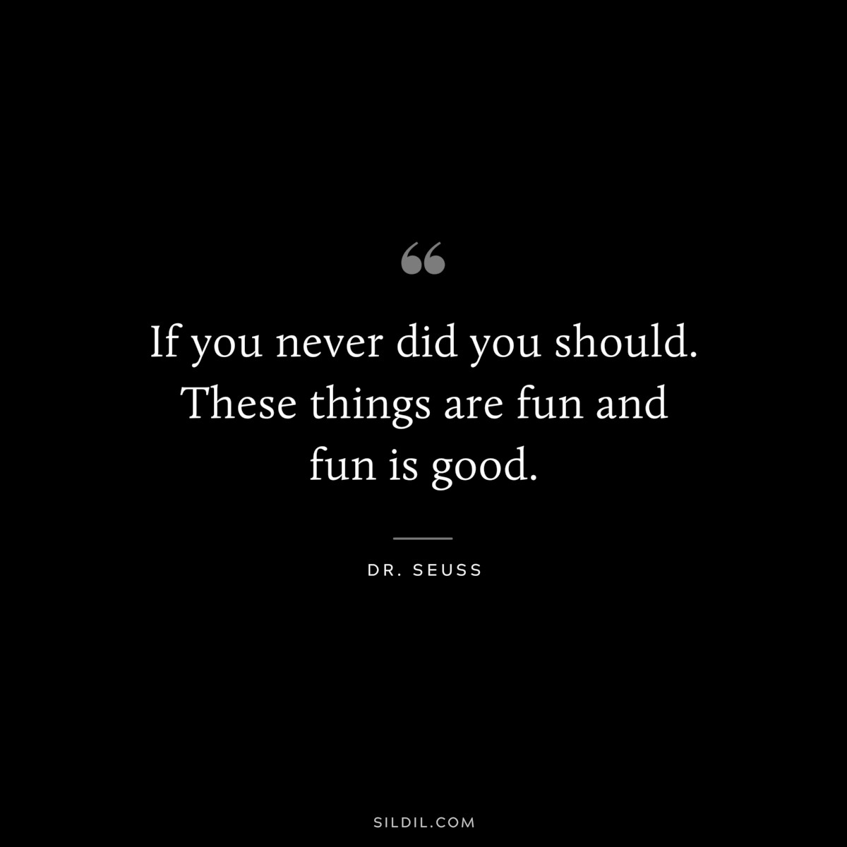 If you never did you should. These things are fun and fun is good. ― Dr. Seuss