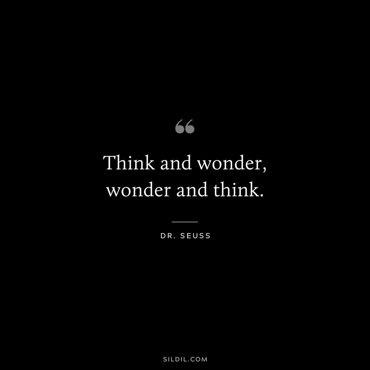 Think and wonder, wonder and think. ― Dr. Seuss